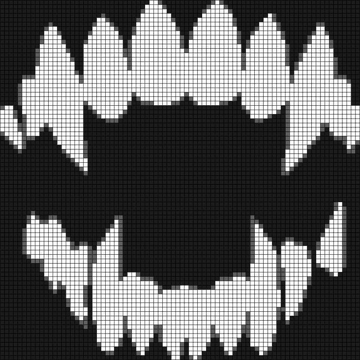 A cross stitch pattern of teeth