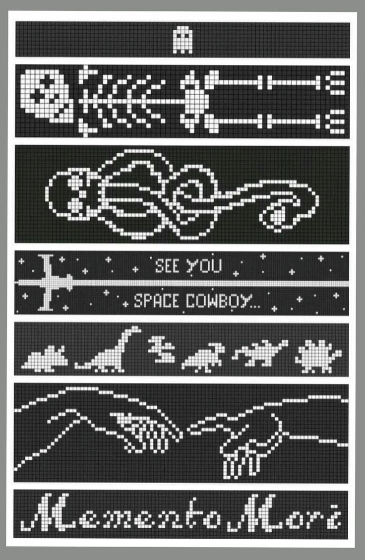 A cross stitch pattern of a few halloween bookmark pieces